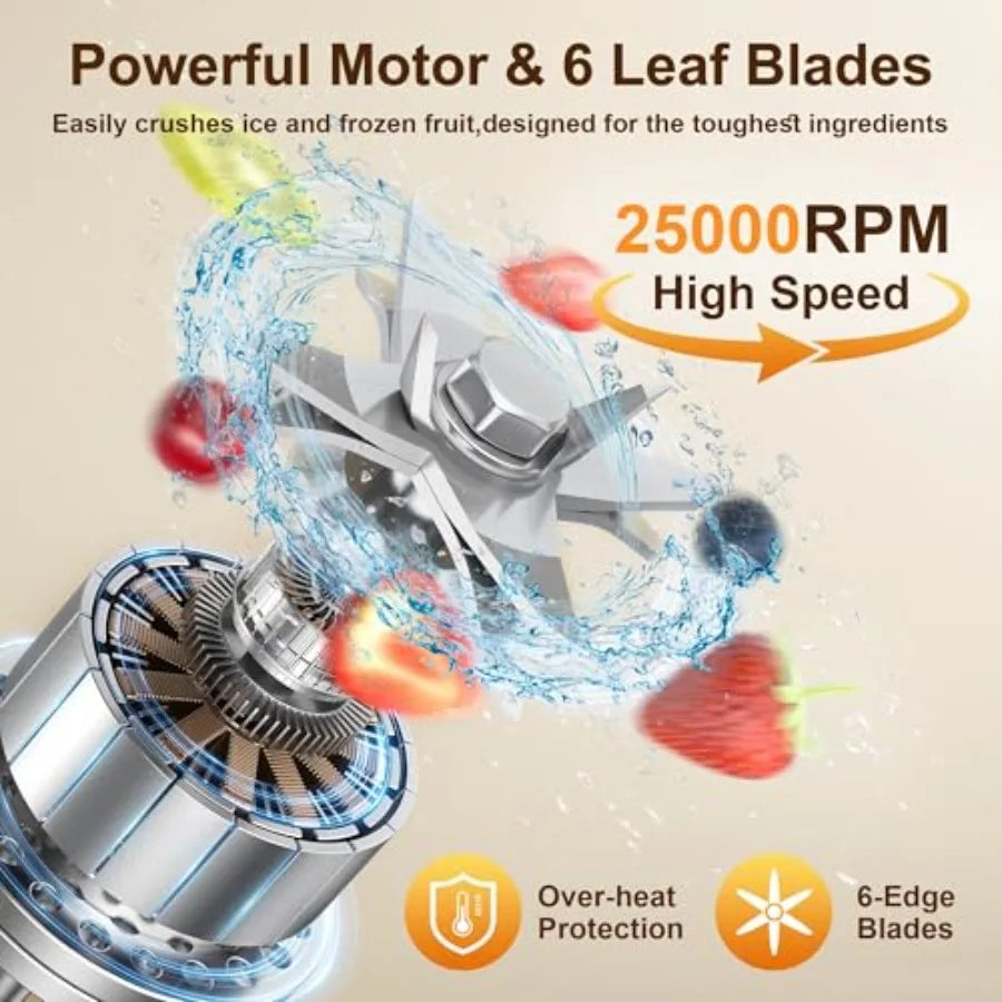 Countertop Blender 70oz Capacity 1000W Motor 6 Speeds 2 Container with 25oz To-go Cup Blender for Fruits Vegetables Ice Coffee