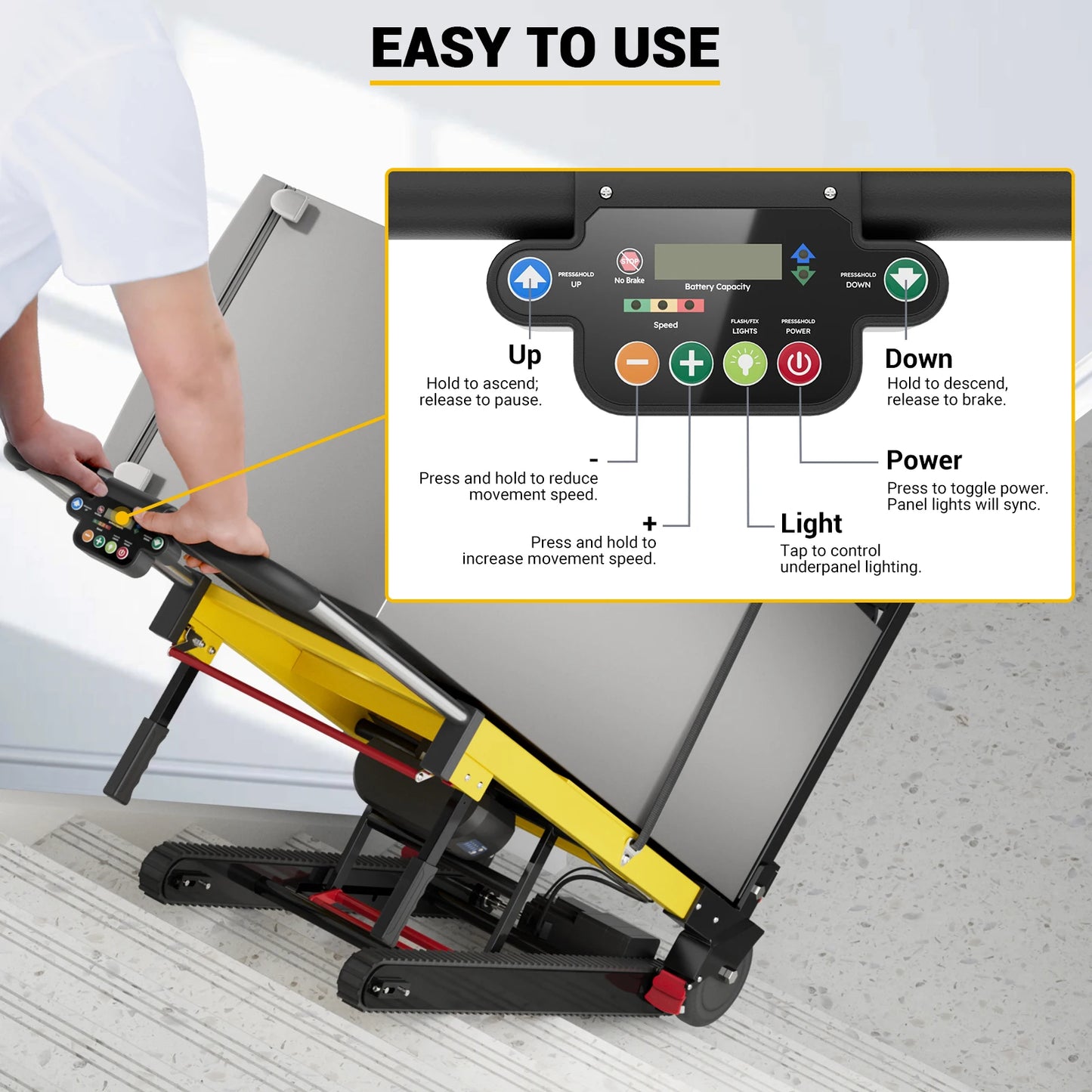 Electric Stair Climbing Dolly Electric Stair Climbing Hand Truck 485lb Max Load Capacity 3 Mode Folding Stair Climber Hand TrucK