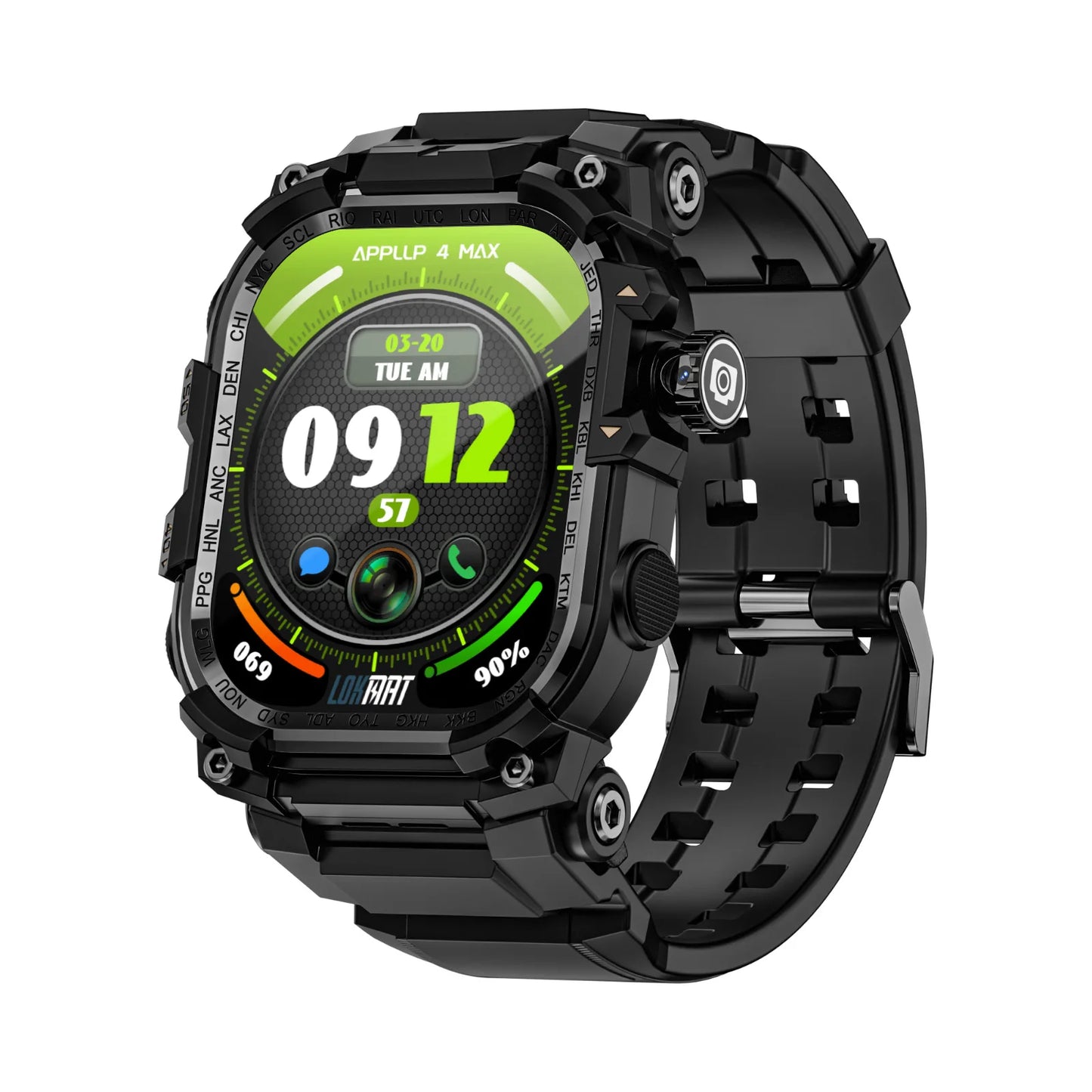 LOKMAT APPLLP 7 MAX Android Smart Watch Phone Amoled Touch Screen Rotating Camera Wifi 4G SIM Card Watch Outdoor Fitness Tracker