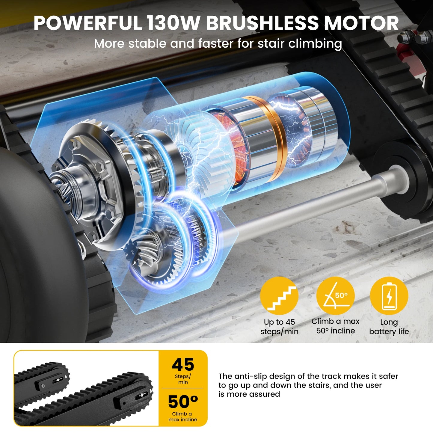 Stair Lifting Motorized Climbing Wheelchair Stair Elevator Lift Track Climbing Wheelchair Max 440lb Limit  Assist Wheel Chair