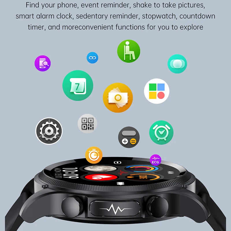 2025 New Men Smart Watch ECG Heart Rate Blood Pressure SpO2 Sleep Monitor 1.39'' Fitness Trackers Sports Watch For iOS Android