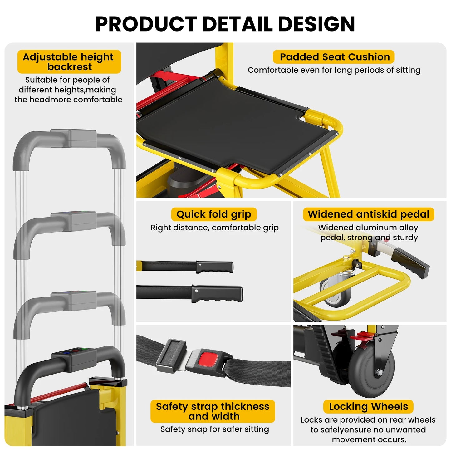 Stair Lifting Motorized Climbing Wheelchair Stair Elevator Lift Track Climbing Wheelchair Max 440lb Limit  Assist Wheel Chair