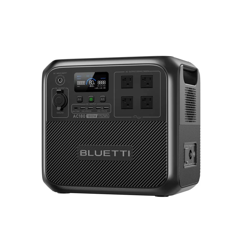 【Brand New Warranty 5 Years】BLUETTI AC180 Solar Portable Power Station 1800W 1152Wh Solar Generator for Camping Off-grid Power