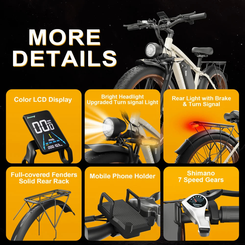 US Warehouse 1000W Electric Bike 48V 16AH Long Range Fat Tire E-Bike Full Suspension Hydraulic Brake Off-Road Mountain Bicycle