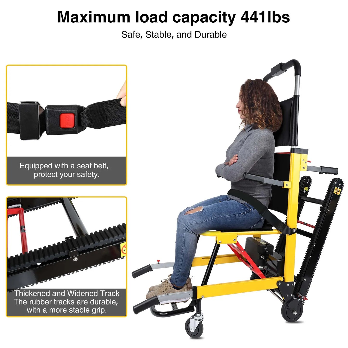 Motorized Elderly Stair Lifting Climbing Wheelchair Portable Lift Chair Elevator Assist Stair Chair Electric Wheelchair, 440 lb