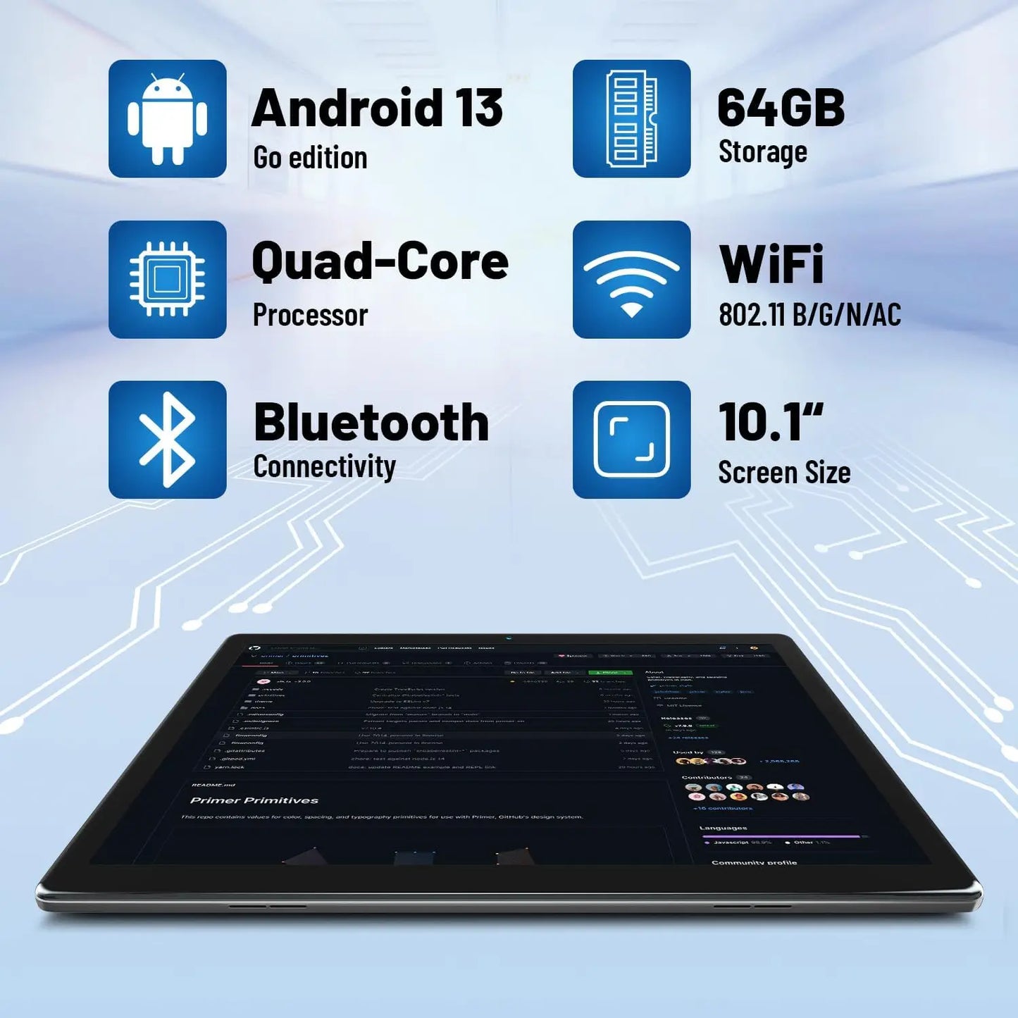 2025 NEW MB1001 Tablets 10.1" 1080P HD Display 2MP+5MP Camera 6GB RAM 64GB ROM 128GB Expandable 5000mAh Battery Android13 Pad PC