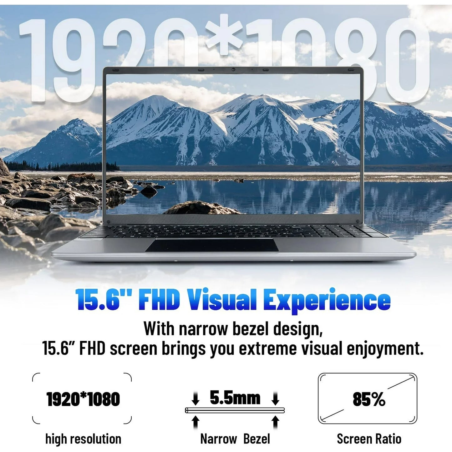 URAO LT1505 15.6 Inch Laptop 16GB DDR4 512GB SSD Intel N5095 IPS Display 1080P Windows11 38000mAh Battery Business Home Laptop