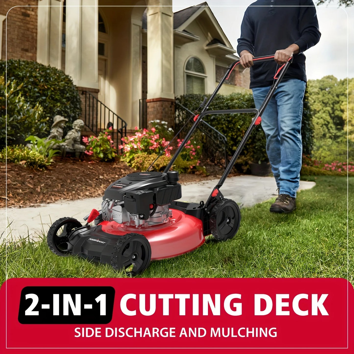 PowerSmart 144cc Gas Push Lawn Mower 2-in-1 Mulching Discharge