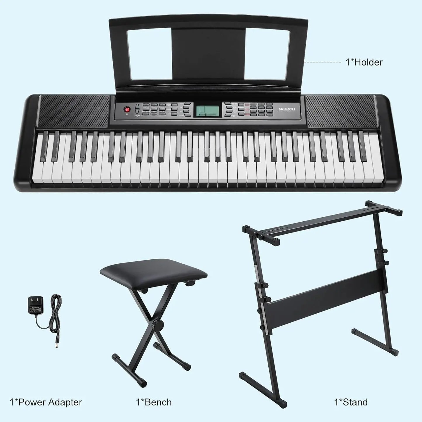 Keyboard Piano Digital Piano 61 Keys, Electric Piano Keyboard for Beginners, 300 Sounds & Teaching Function, Electronic Keyboard