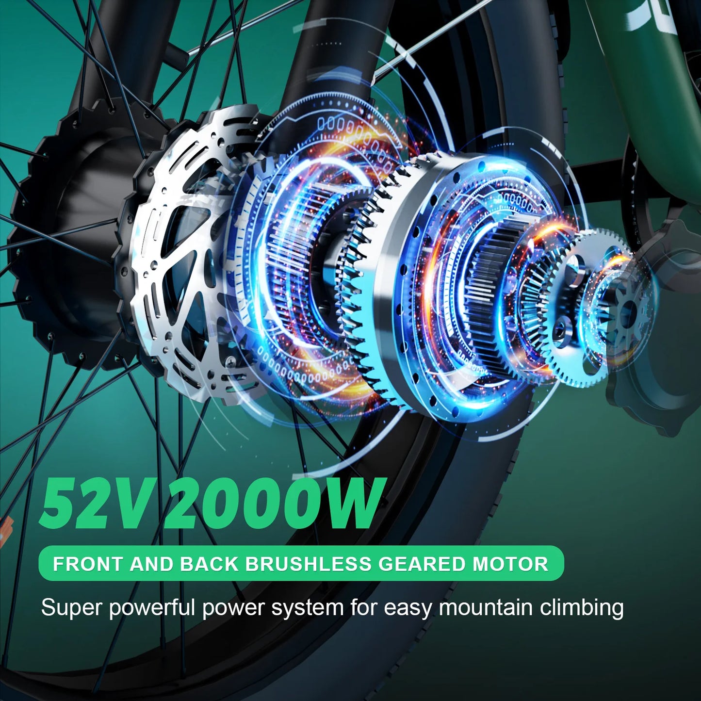 Zeegr S1 US Winter Fat Tire E-Bike 2000W Dual Motor AWD 52V 80 Mile Long Range Full Suspension 35MPH Snow Off-Road Electric Bike