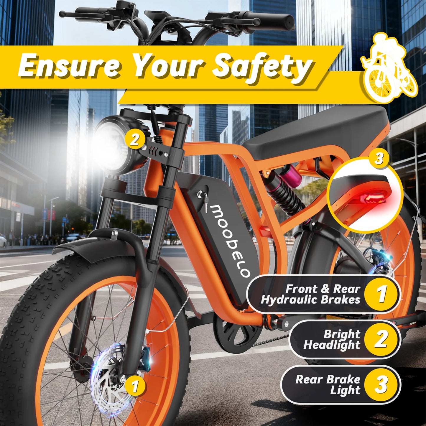 Winter E-Bike Moobelo B8 1500W Peak 48V 16AH 30MPH Snow-Ready | Waterproof Road/Mountain Ebike 1-Year Warranty