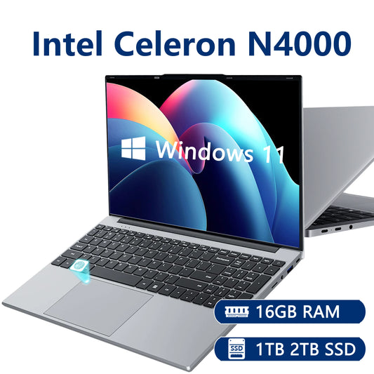 Windows 11 Intel Core i7 8500Y N4000 15.6 inch Portable Laptop Fingerprint Unlock Notebook 16GB 1TB 2TB Gaming Laptops Computer