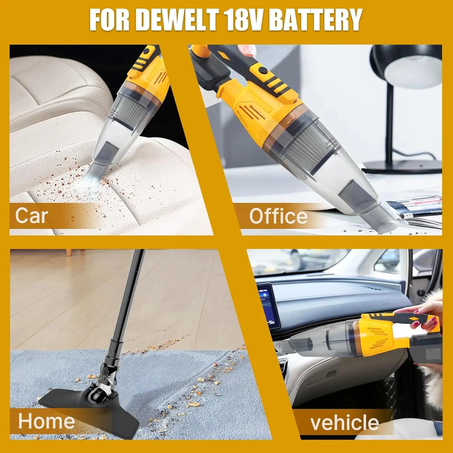 Fit For DeWALT 20V Battery Cordless Vacuum Cleaner 10kPa Handheld Blower 3 in 1 Wireless Mini Vacuum For Home & Car