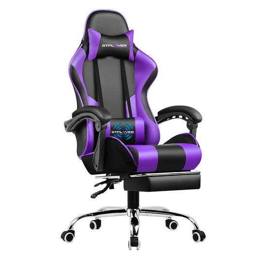 GTPLAYER Gaming Chair with Footrest, Lumbar Support, Adjustable Height, Swivel Seat, Headrest for Office or Gaming