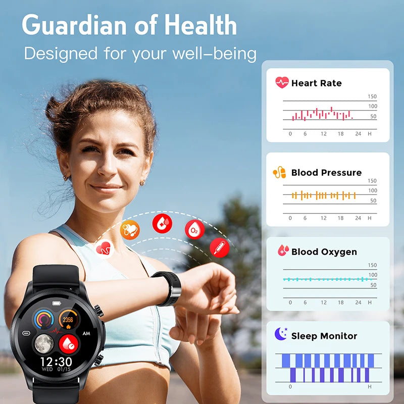 2025 New Men Smart Watch ECG Heart Rate Blood Pressure SpO2 Sleep Monitor 1.39'' Fitness Trackers Sports Watch For iOS Android