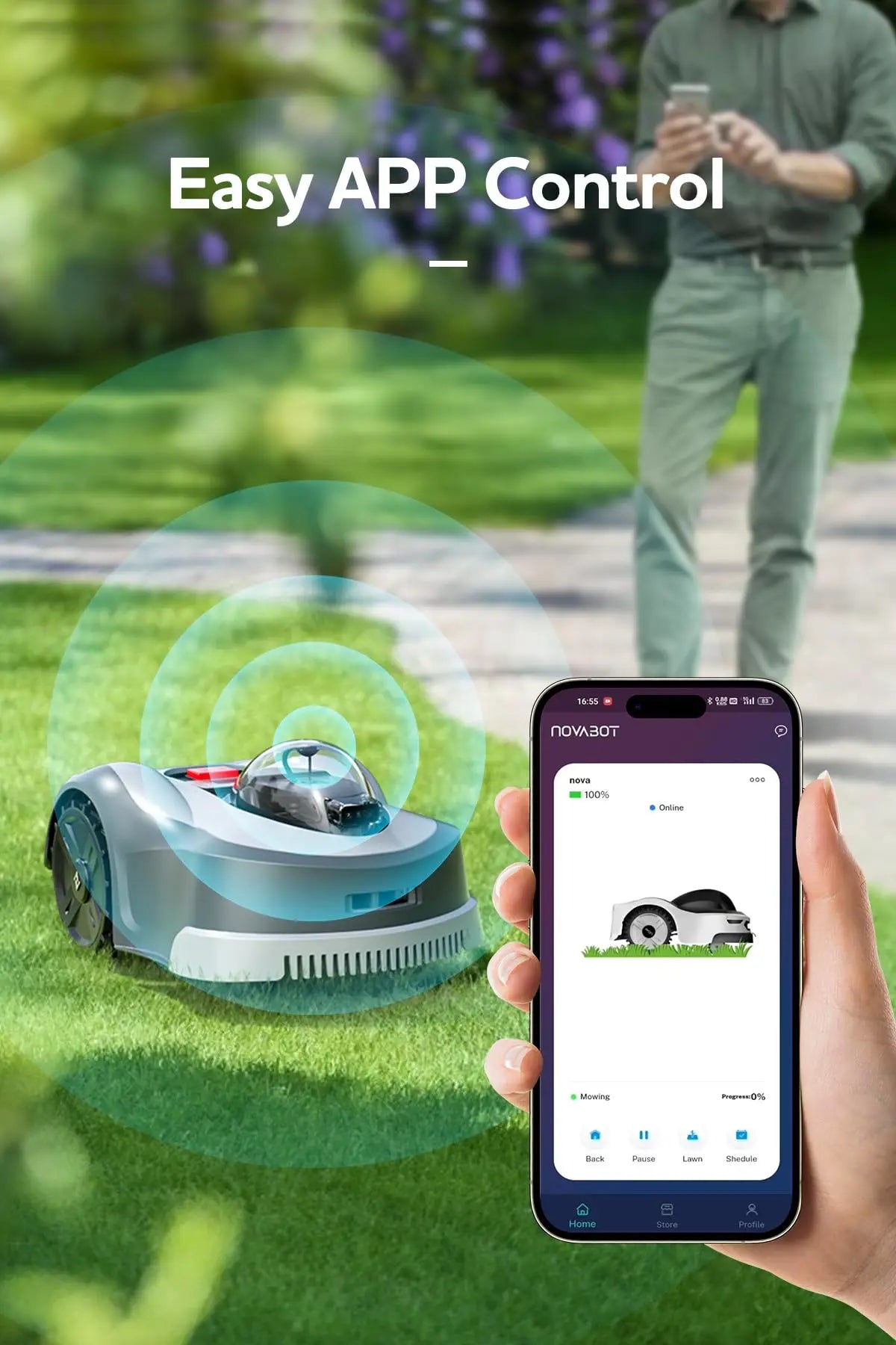 Novabot N2000 Robot Lawn Mower Perimeter Wire Free RTK,TOF,Vision Robotic Lawnmower 1.5 Acres,AI-Assisted Mapping