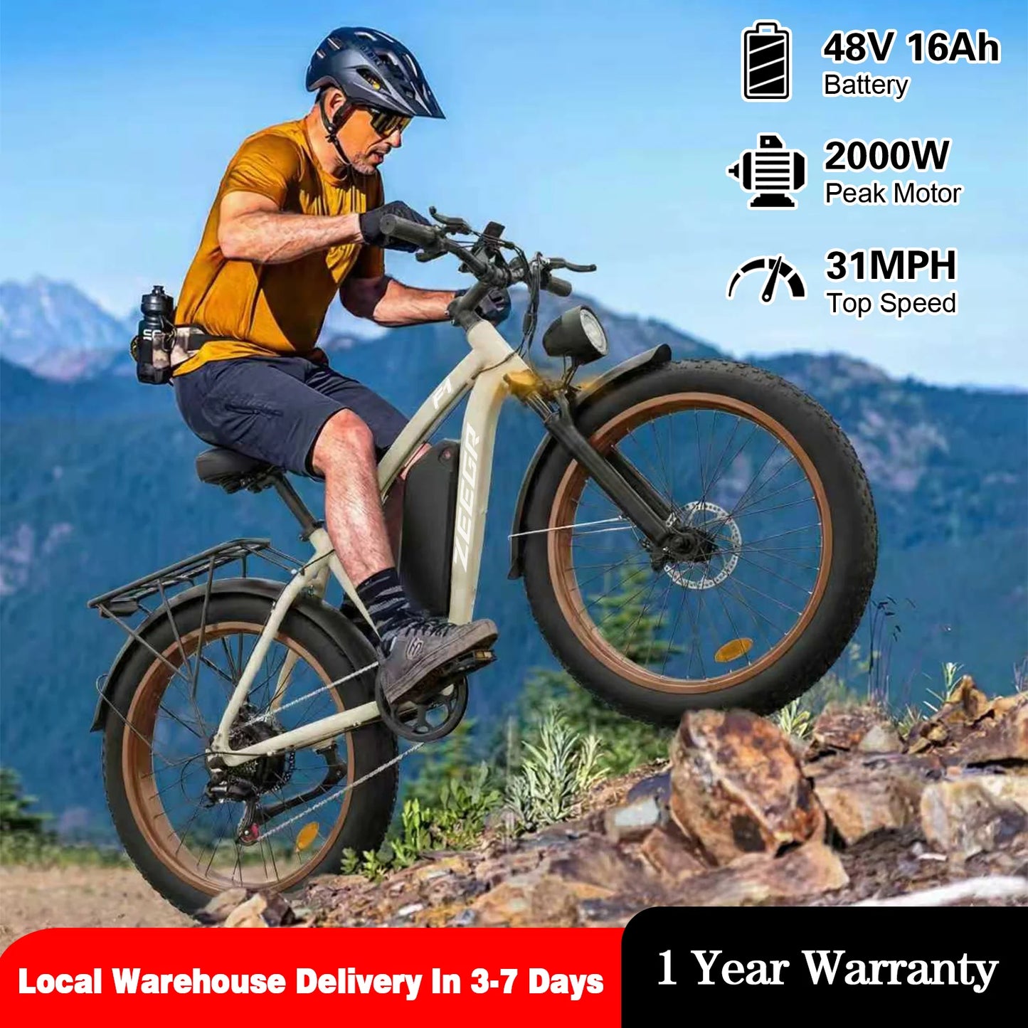 US Warehouse 1000W Electric Bike 48V 16AH Long Range Fat Tire E-Bike Full Suspension Hydraulic Brake Off-Road Mountain Bicycle