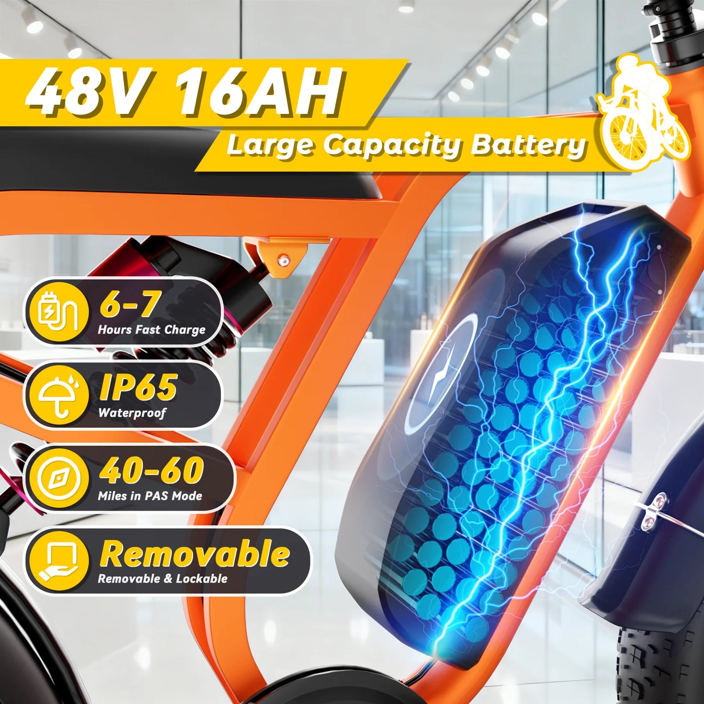 1500W Peak Electric Bike Moobelo B8 - Winter Fat Tire 48V 16AH Long Range 30MPH | Shimano 7-Speed All-Terrain E-Bike for Adults