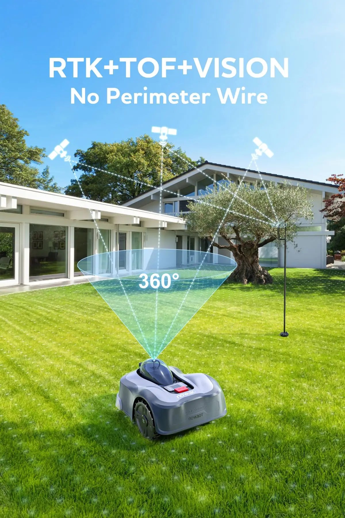 Novabot N2000 Robot Lawn Mower Perimeter Wire Free RTK,TOF,Vision Robotic Lawnmower 1.5 Acres,AI-Assisted Mapping