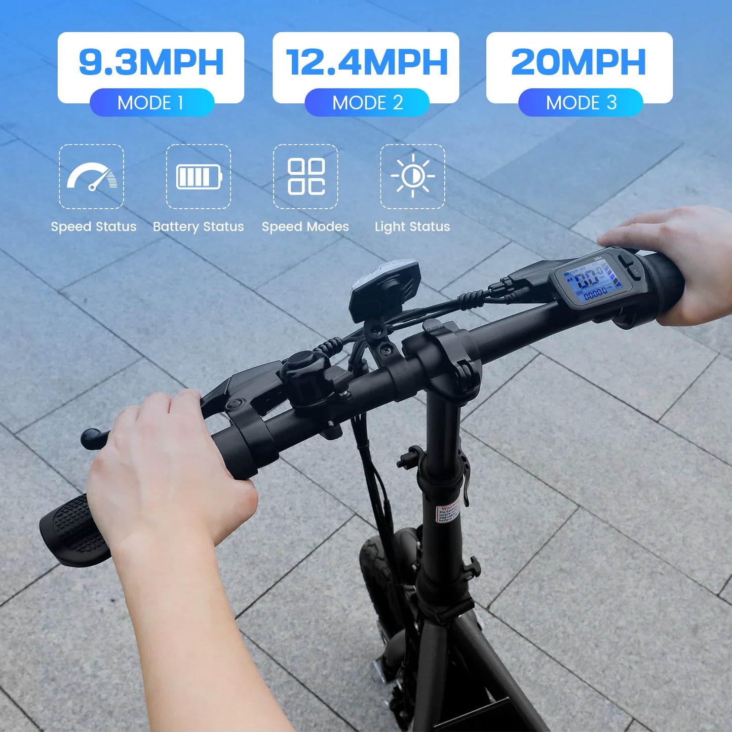 500W Electric Scooter with Seat Peak 750W 375Wh 7800mAh Battery 25Mi Range 20MPH 14" Tire Shock Dual Disc Brake