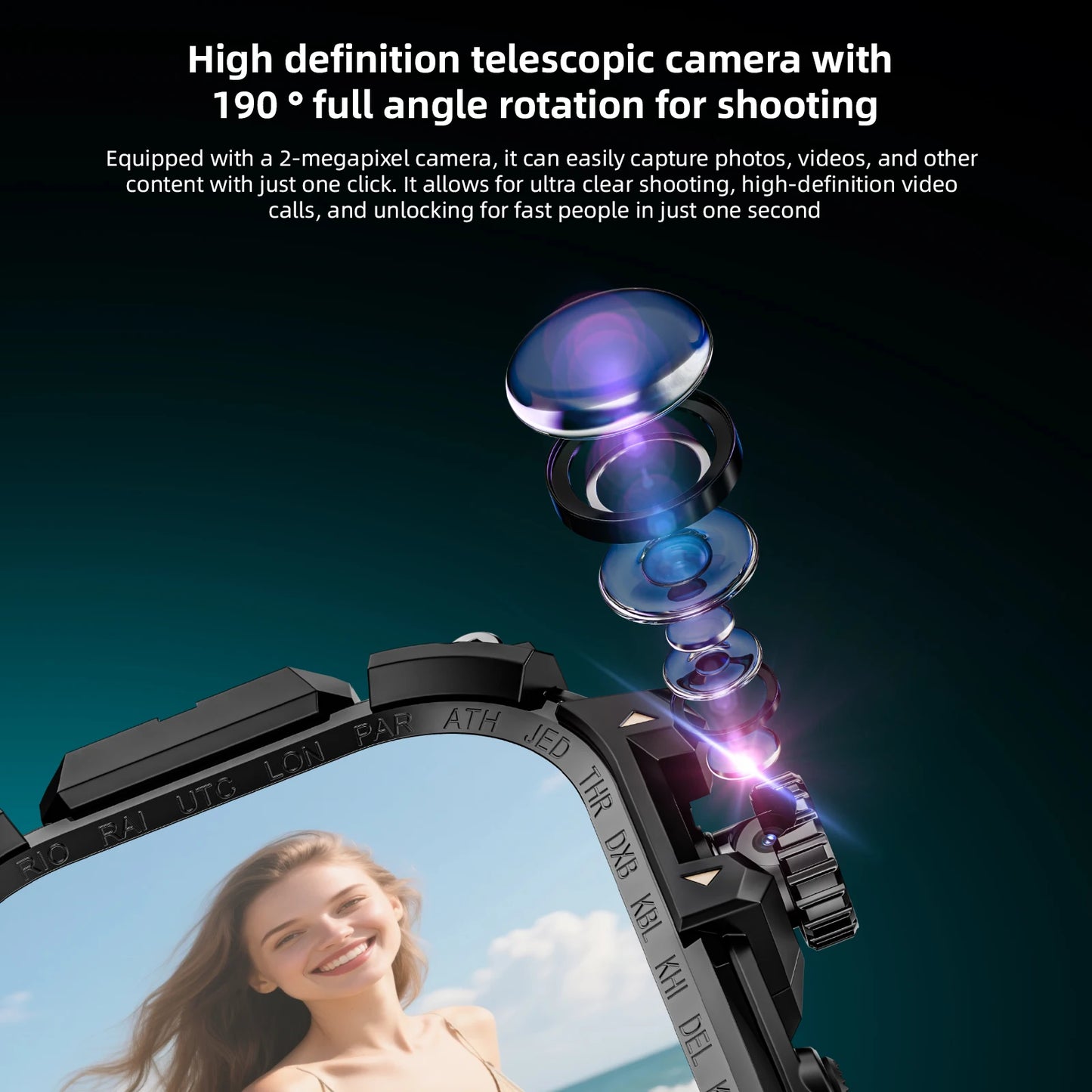 LOKMAT APPLLP 7 MAX Android Smart Watch Phone Amoled Touch Screen Rotating Camera Wifi 4G SIM Card Watch Outdoor Fitness Tracker