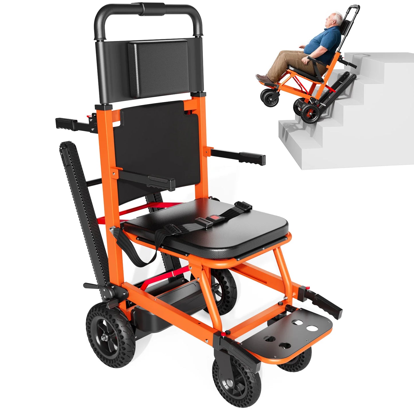 Electric Chair 440lbs Max Load Stair Climbing Wheelchair with Adjustable Backrest & Arms - Heavy Duty Assist Track Stair Chair