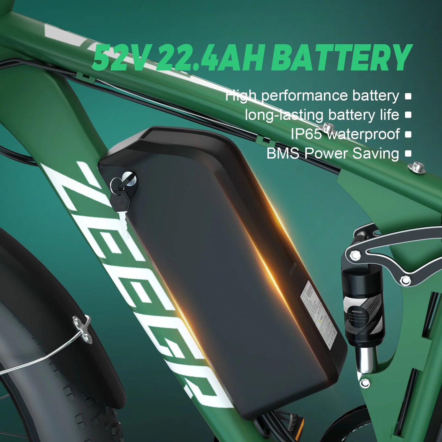 Zeegr S1 US Winter Fat Tire E-Bike 2000W Dual Motor AWD 52V 80 Mile Long Range Full Suspension 35MPH Snow Off-Road Electric Bike