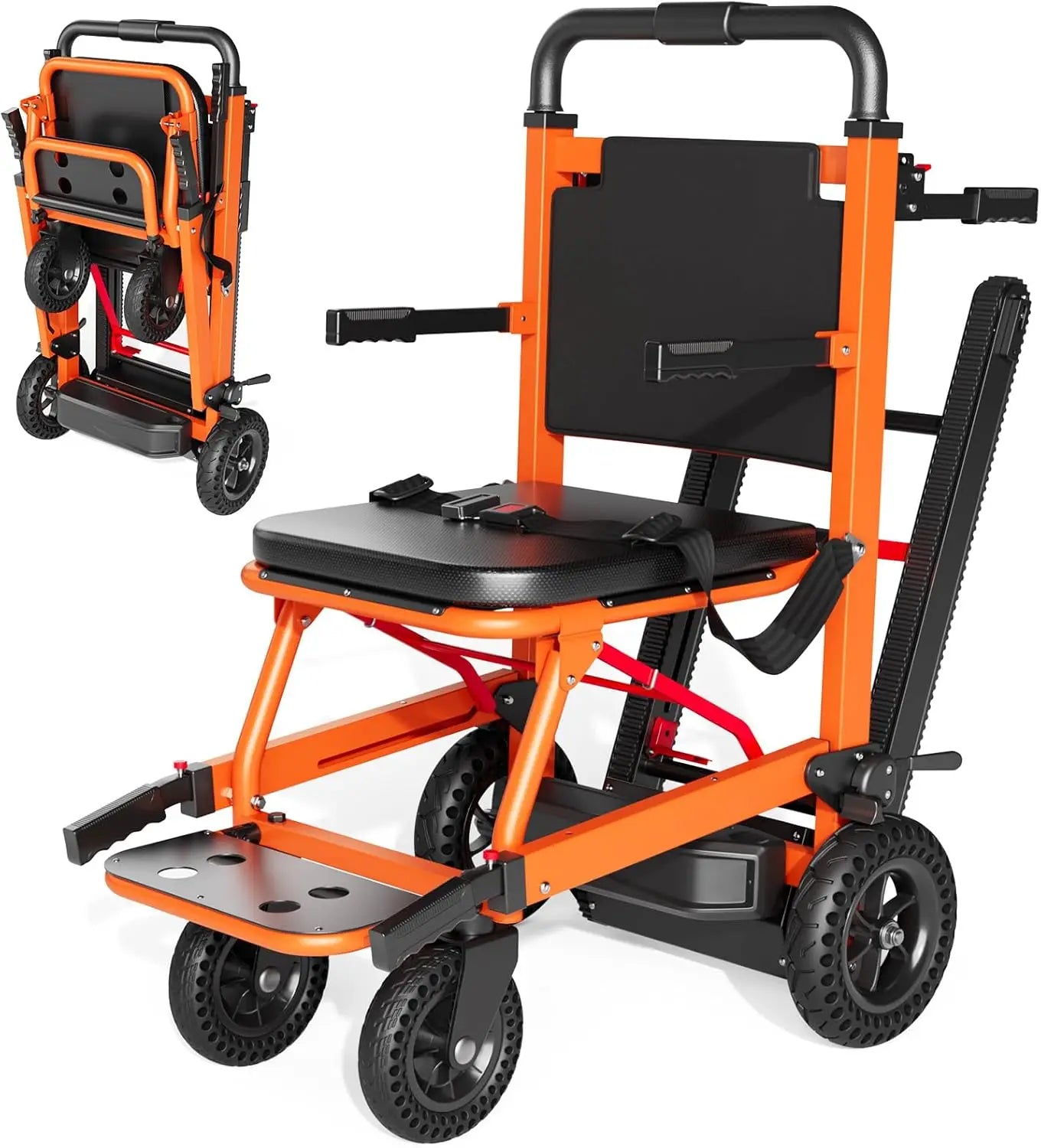 Electric Stair Chair Stair Climbing Wheelchair 440 lbs Max Load with Adjustable Backrest and Arms - Heavy Duty Assist Track