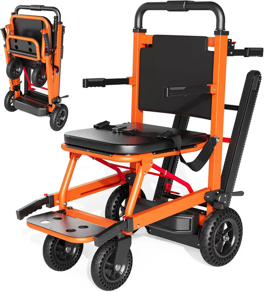 Electric Stair Chair Stair Climbing Wheelchair 440 lbs Max Load with Adjustable Backrest and Arms - Heavy Duty Assist Track