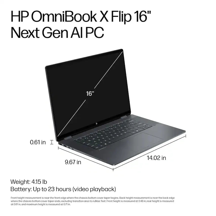 HP - OmniBook X Flip 2-in-1 Laptop - 16" 2K TouchScreen - Intel Core Ultra 7 256V - 16GB Memory - 1TB SSD - Win 11 Home