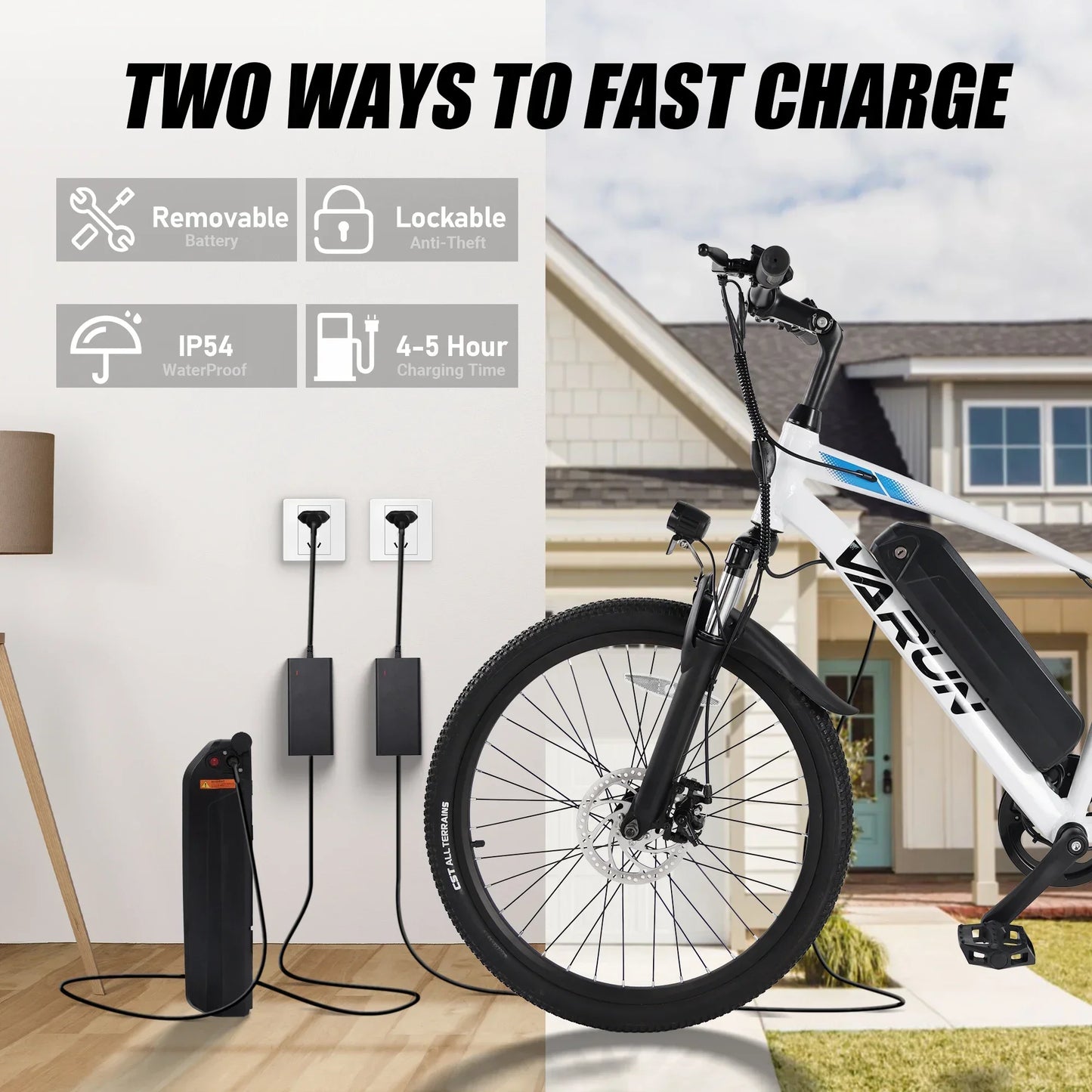 VARUN M24-1 E-Bike For Adults 250W Motor 36V 7.8Ah Battery Mountain Electric Bike 24 Inch Tires City Commuter Electric Bicycle