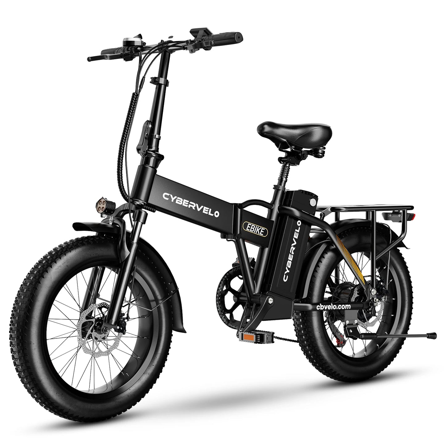 Cybervelo EK4 48V 20AH 20” Fat Tire Removable Battery E-Bike, 1000W Peak 7-Speed shift Electric Bike, 30MPH 80Miles Long Range