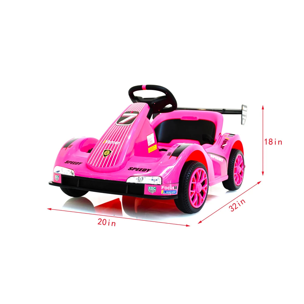 Electric Go Kart, 12V Battery Powered  Ride On  Car w/Remote Control, Safety Belt, Slow Start, Music, 4 Wheel Electric Vehicle