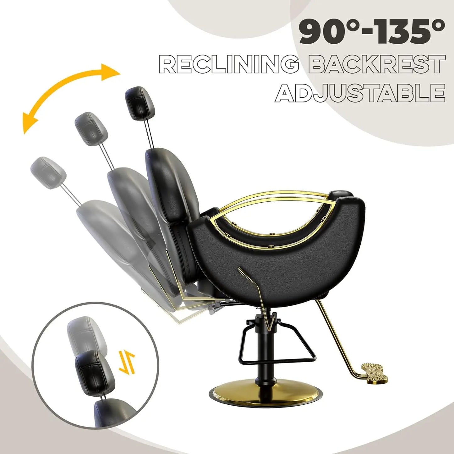 Reclining Barber Salon Chair 360°Swivel Barber Chair with Heavy Duty Hydraulic Pump for Spa Shampoo Hair Stylist Barbershop Home