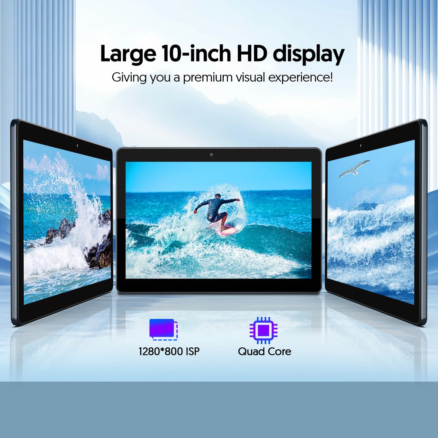 BAKEN 10.1-inch Android13 tablet, 4(2+2)GB+64GB, quad-core processor, dual cameras, wifi, Bluetooth, free accessories