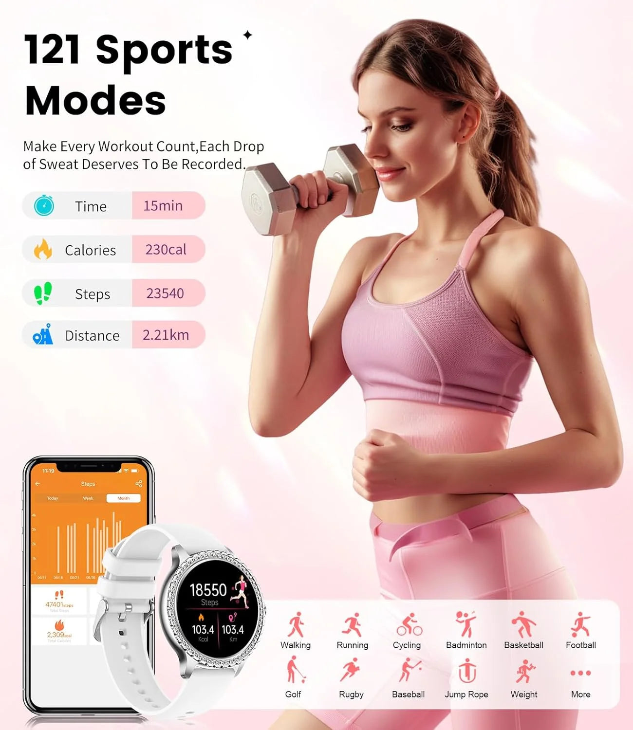 Smart Watches for Women,1.32" HD Fitness Tracker Watch with Answer/Make Call,AI Voice Control,Heart Rate/Calories/SpO2