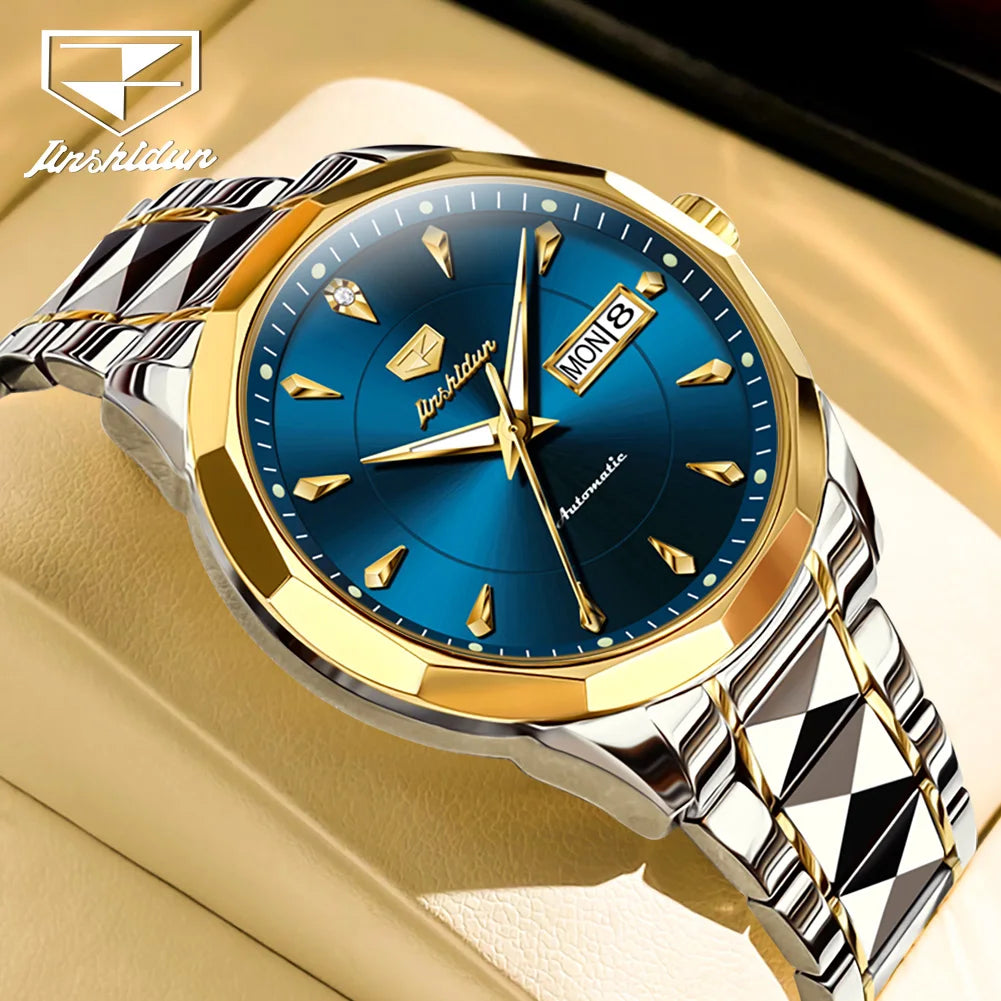 JSDUN Top Romantic Couple Watch Tungsten Steel Strip Imported Movement Imported Movement  Automatic Mechanical Watch for Lovers