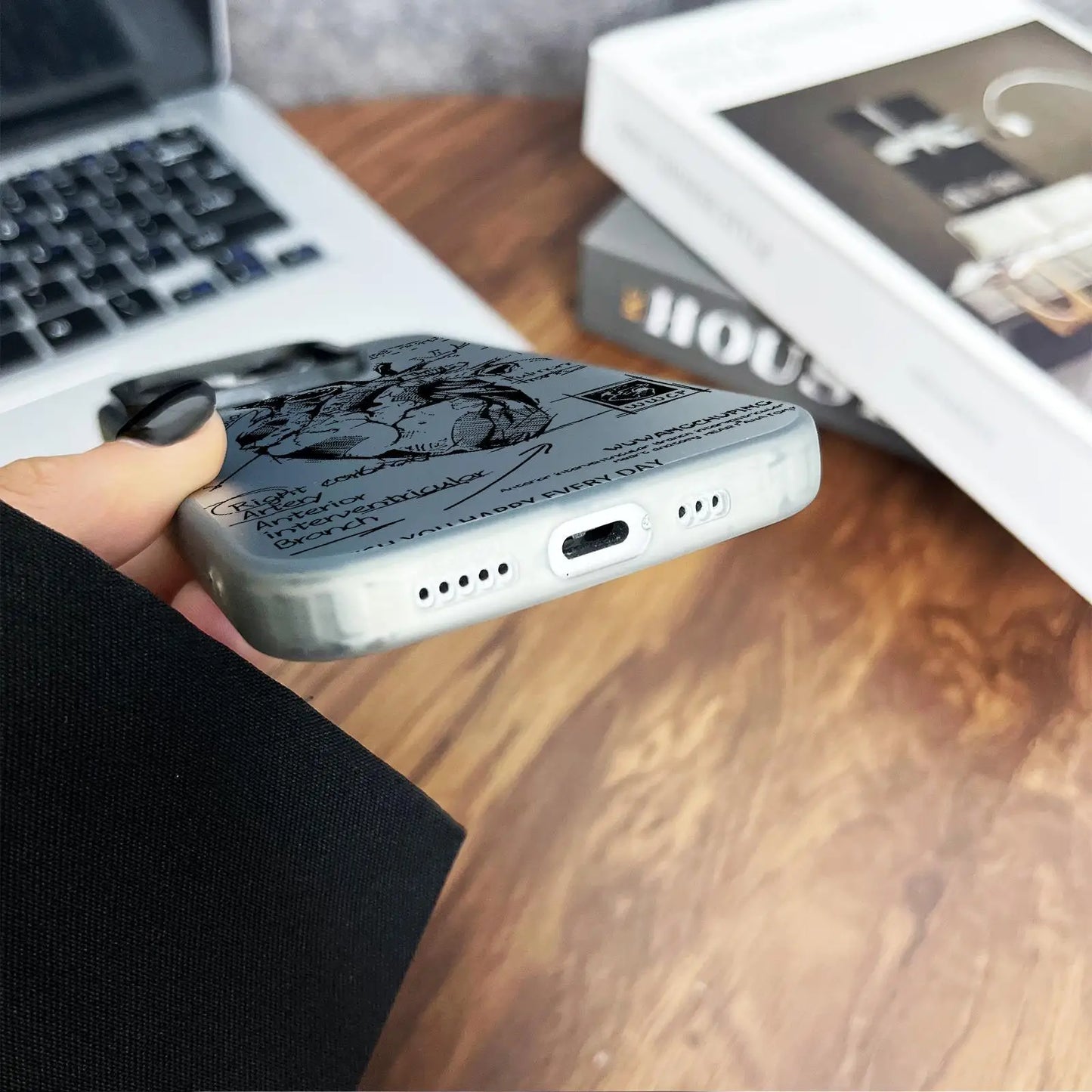 Sketch Heart Pattern Phone Case Protective Cover, Phone Accessory Compatible with IPhone 16 Pro Mone Casesax 15 Pro 14Plus 13 12 11 X/XS