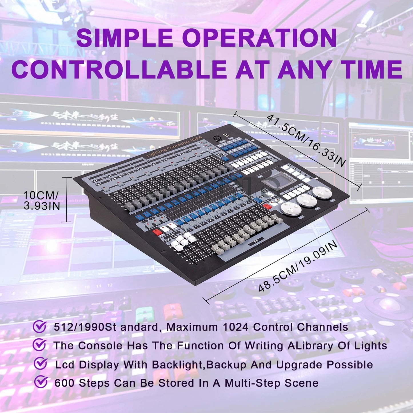POLET 1024DMX Console With Flight case Weddings Concer DJ Controller dmx512 Church Light Par Stage Light Series DJ Club moving