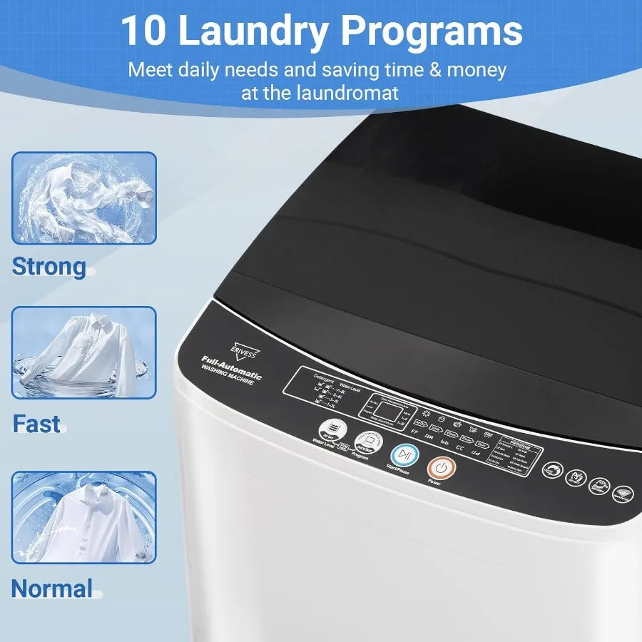 16 lbs Portable Washing Machine 2.0 Cu.Ft Capacity Full Automatic Washer for Homes Apartments 8 Wash Programs Compact Laundry W