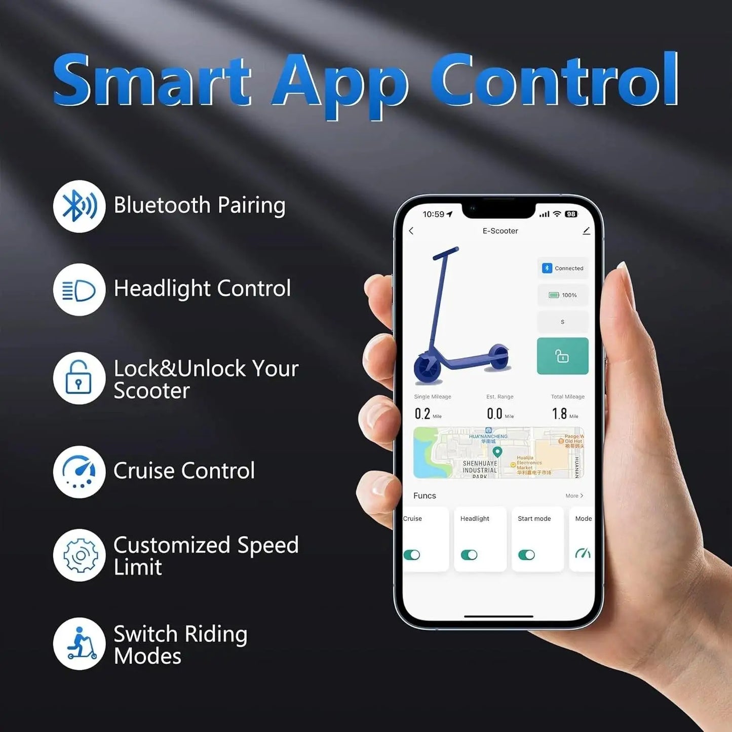 AOVOPRO ESMAX Electric Scooter 500W 22mph Adult APP Smart Scooter 28miles Shock-absorbing Anti-skid Folding Electric Scooter