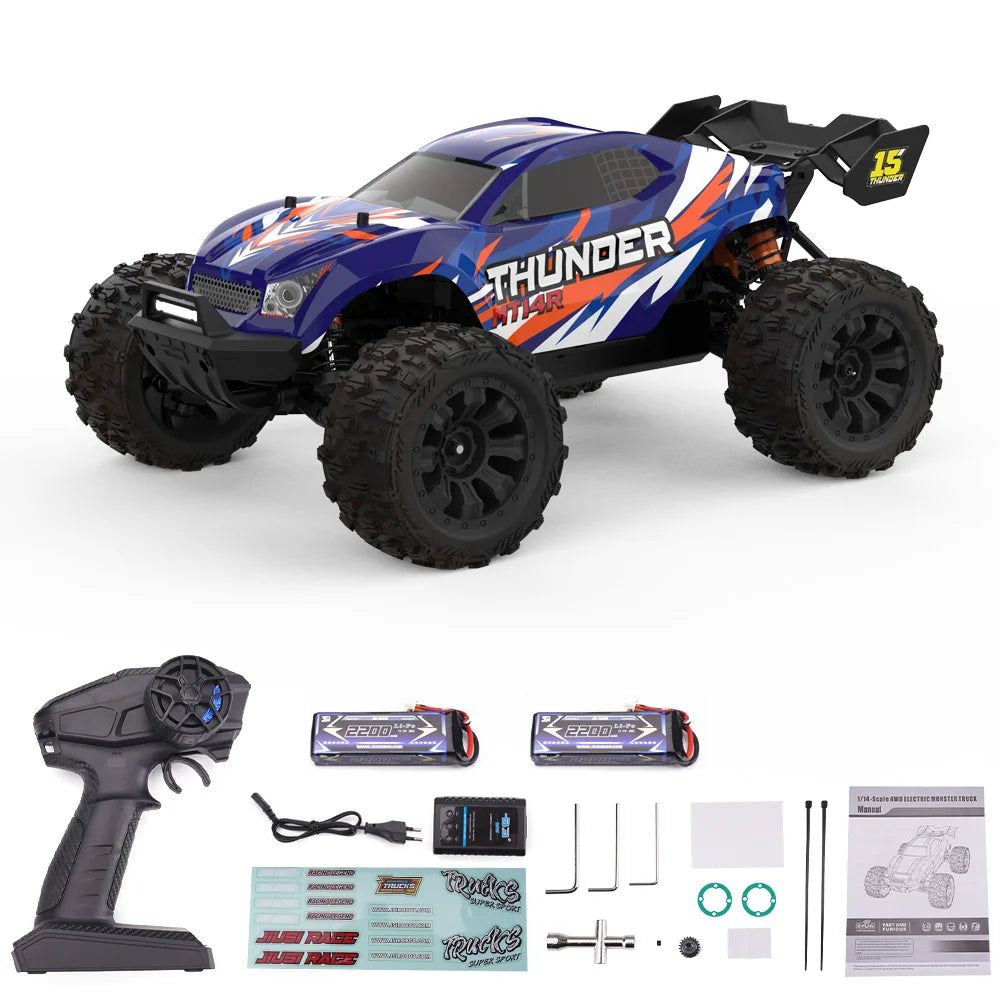 JIUSI PT14R MT14R 1/14 RC Racing Car 3S Battery 4WD 80km/h Brushless Motor 2.4G Remote Control 35C High Speed Off-road RC Truck