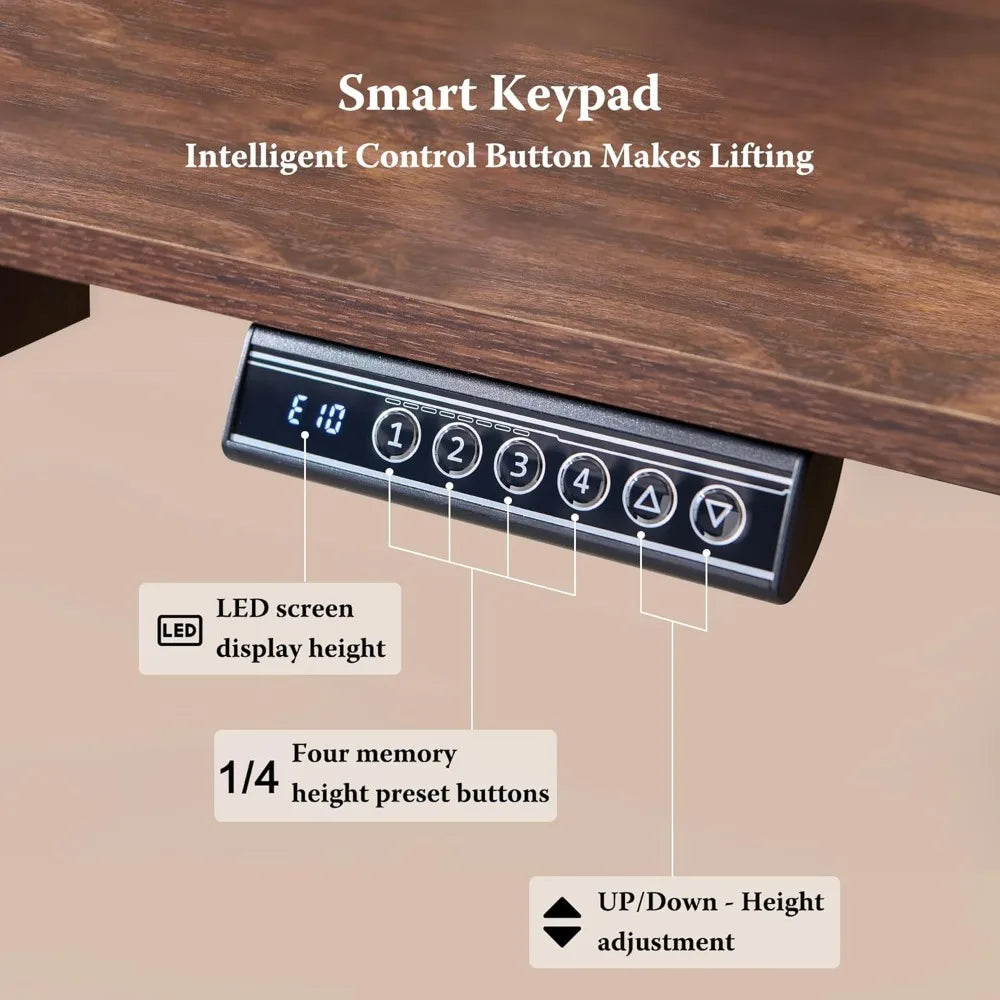 48Inch Gaming Desk, Electric Standing Desk with Height Adjustable, Power Outlets, LED Lights, Keyboard Tray, and Monitor Shelf,