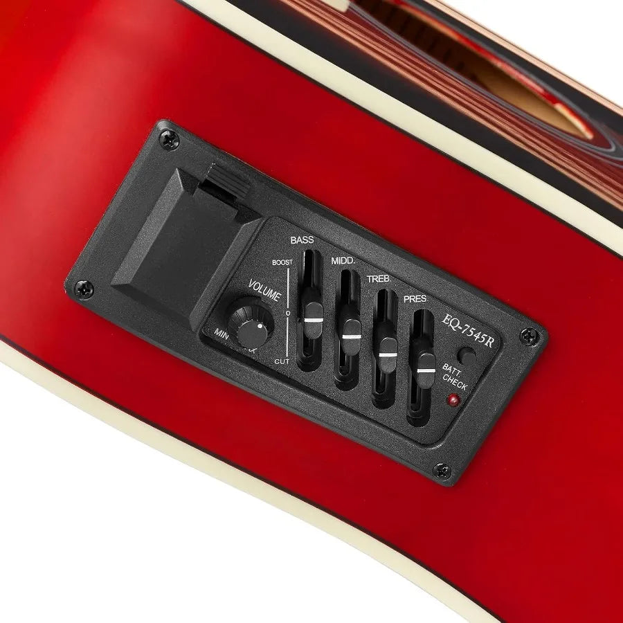 Full-Size Dreadnought Cutaway Acoustic-Electric Guitar Bundle for Live Performance and Home Recording - Premium Tonewoods Deliv