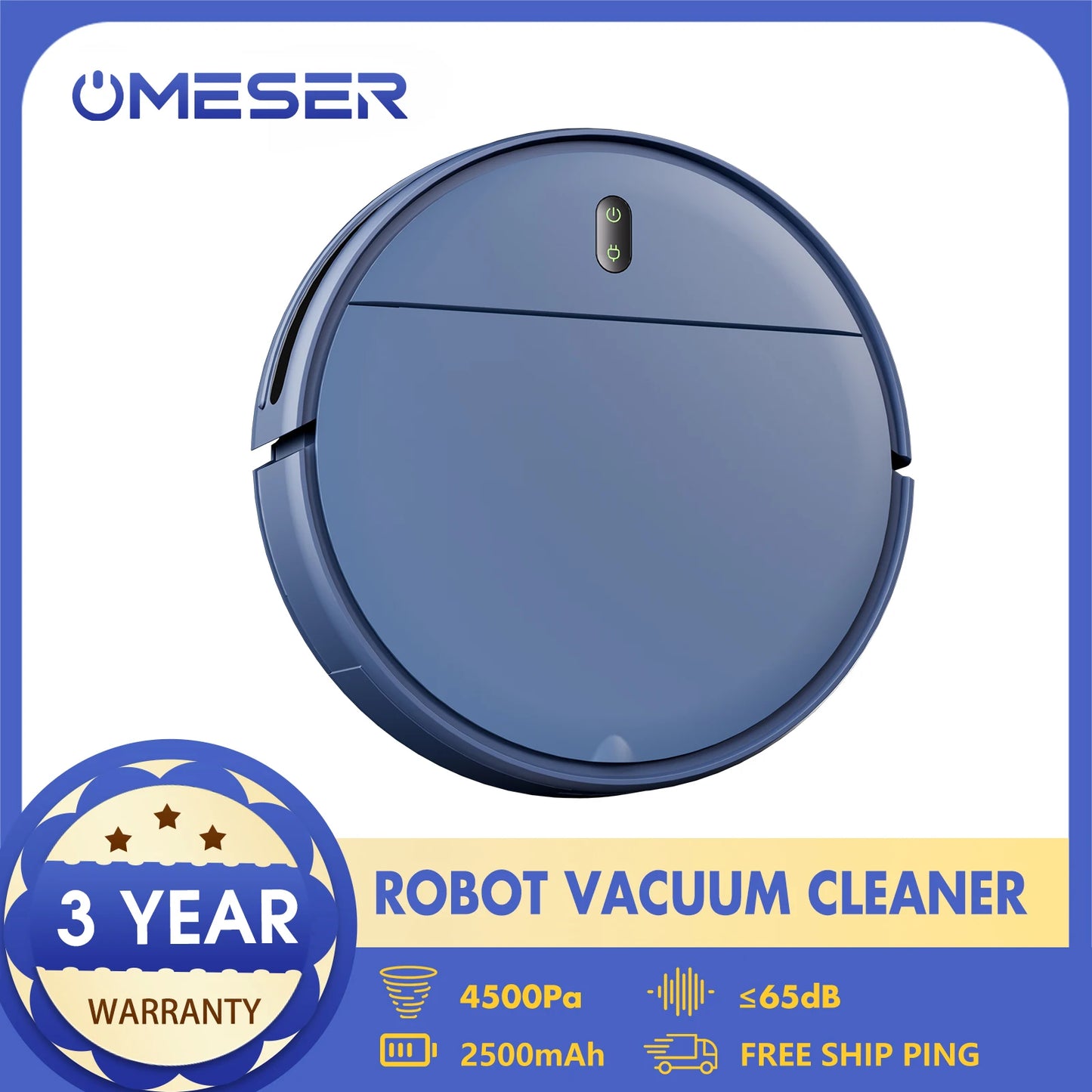OMESER Robot Vacuum Cleaner 15kPa Power Auto Charging App Control Water Tank Wet Mopping Robot Vacuum Cleaner Electric Sweeper