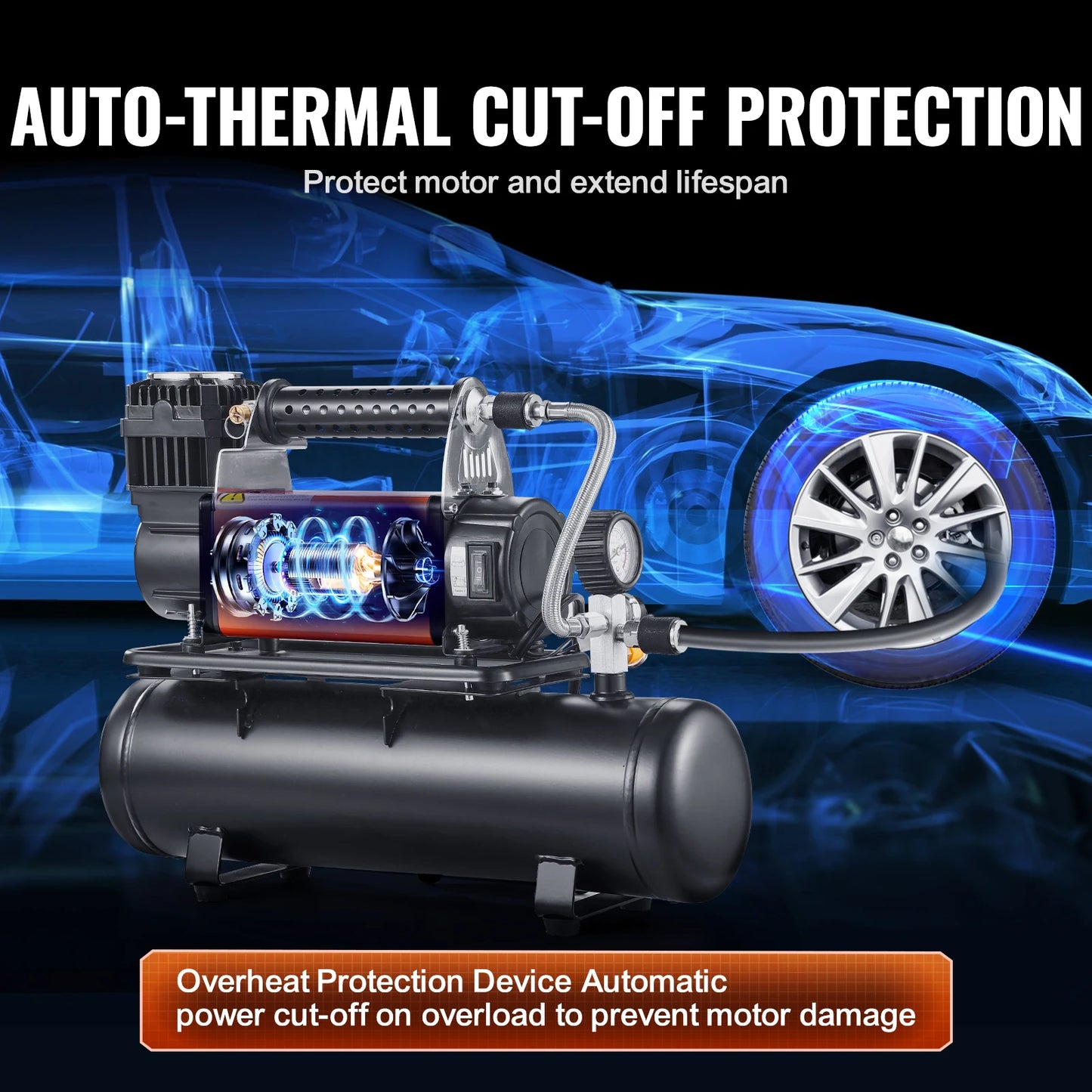 SucceBuy 12V Heavy Duty Air Compressor with Portable Tire Inflator Offroad Air Compressor Digital Pressure Gauge Tire Inflator