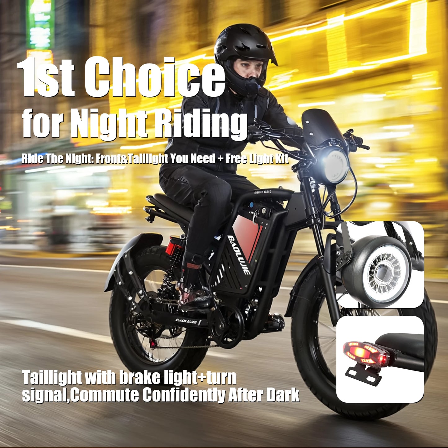 BAOLUJIE DM01 Electric Bike 2000W Motor Electric Dirt Bike 60V Electric Bicycle for Adults 20" Fat Tire UL2849【1 Year Warranty】