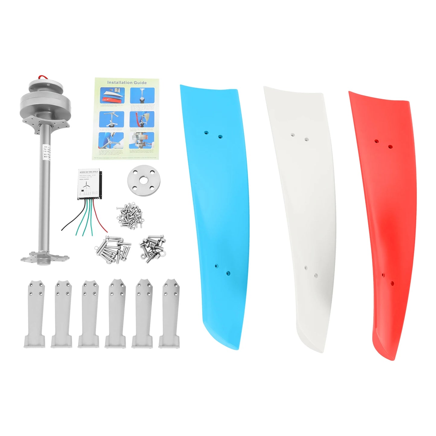 24V 400W Wind Turbine Generator Kit Waterproof 3 Blades with Charge Controller Vertical Spiral Windmill for Marine RV Hybrid