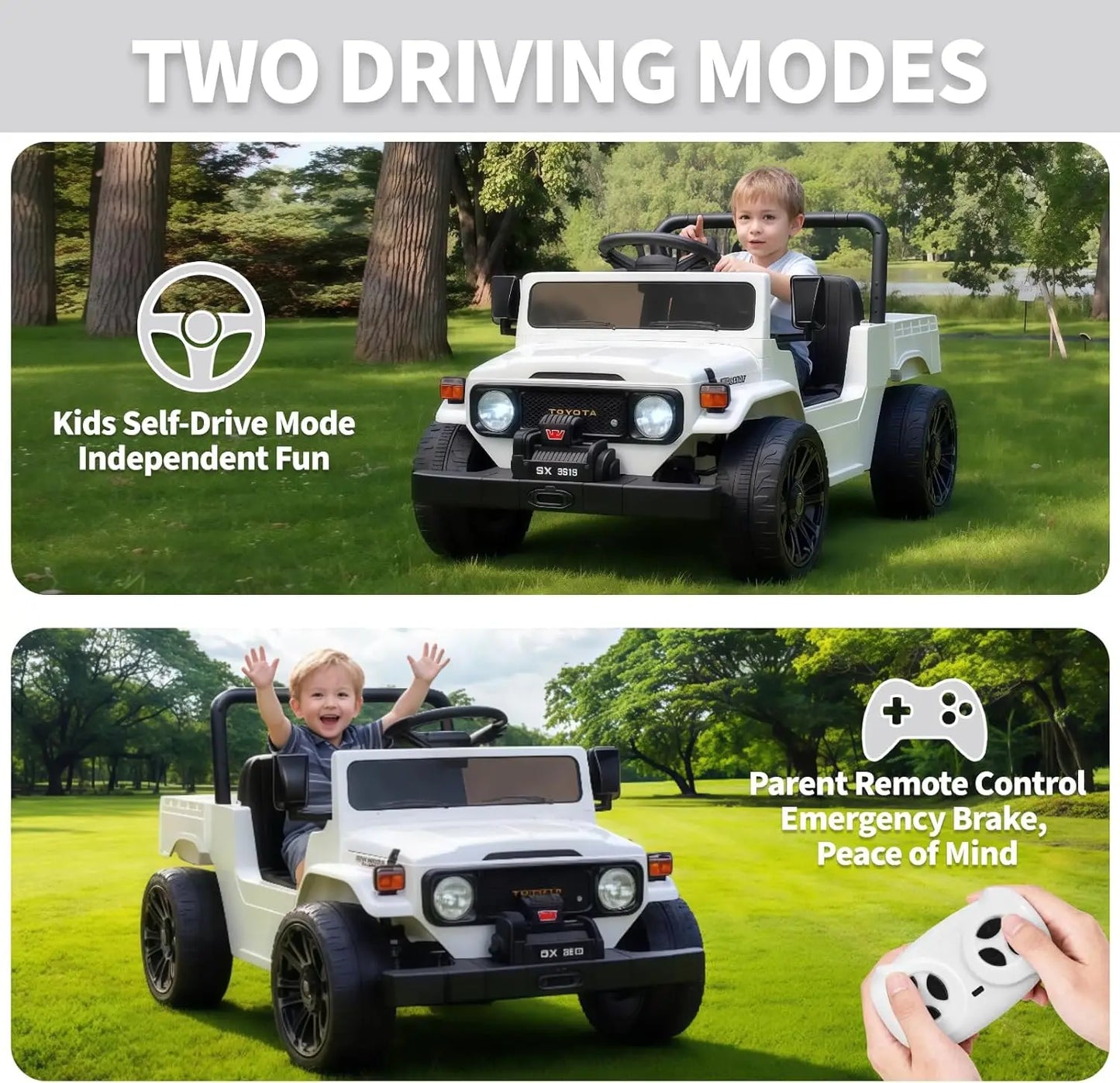 12V Ride on Toy for Kids, Toddler Ride on Pickup Truck Electric Car with Parent Remote Control, Safety Belt, Braking, Suspension