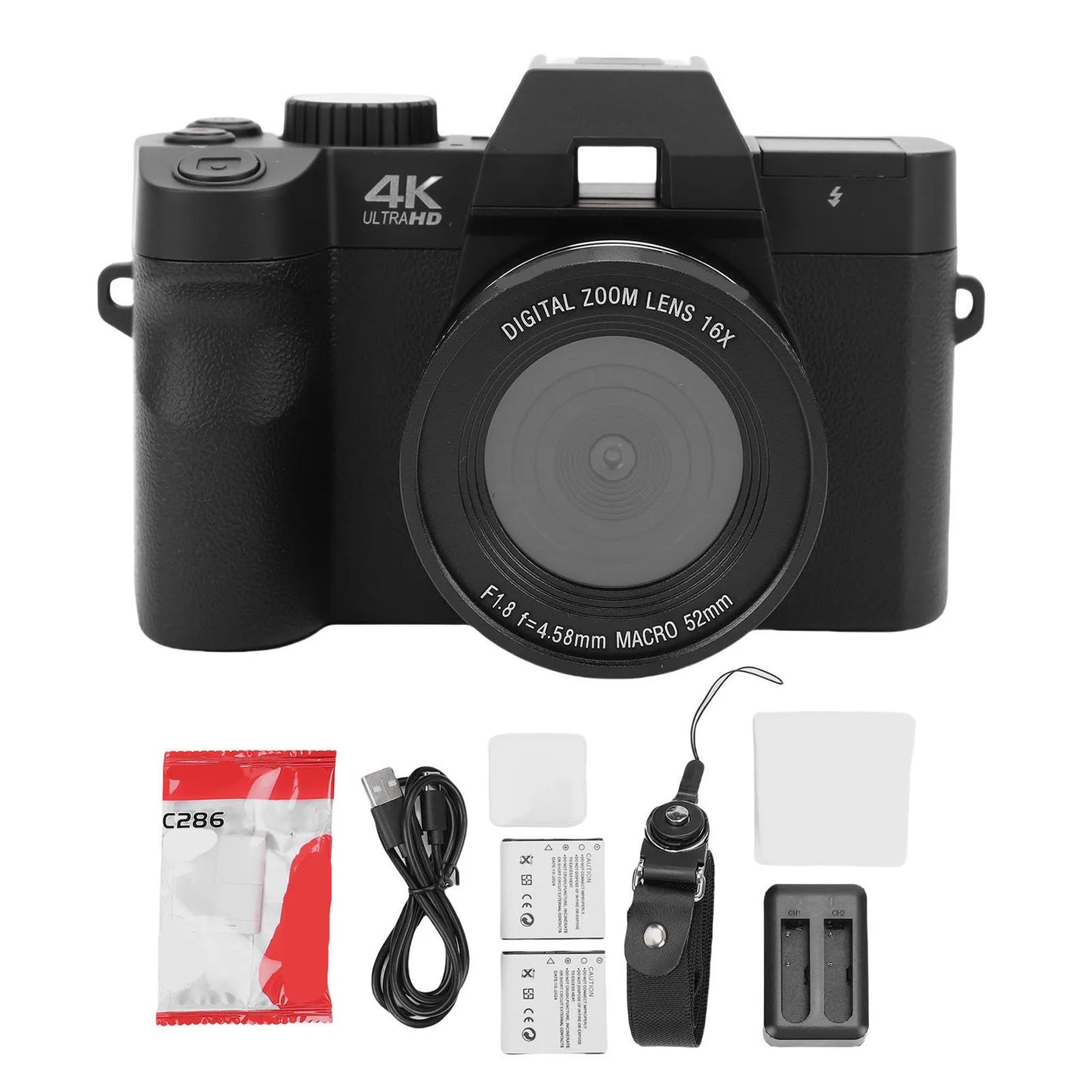 4K 48MP Mirrorless Camera with 16X Zoom 32GB Memory Card Travel Camera for Photography Filming 4K Camera for Photography
